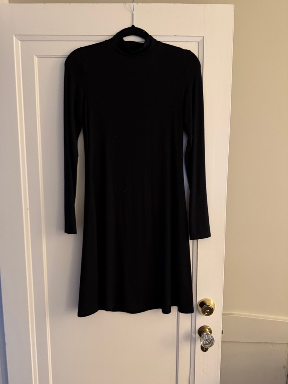 Vince Black Long-Sleeve Mock Neck Swing Dress
